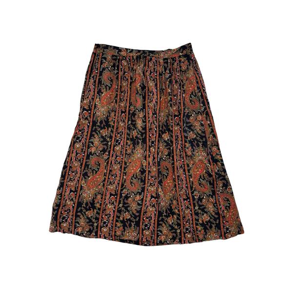 JONES NEW YORK Vintage Black Fall Paisley Skirt Set Size 8 High Neck Asymmetric - Picture 7 of 13